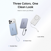 UGREEN MagFlow Air 65839B 10000mAh Qi2 magnetic power bank, starlight blue, three colours, one clean look