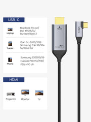 CABLETIME USB-C to HDMI Cable 4K 60Hz Right Angle for MacBook Pro