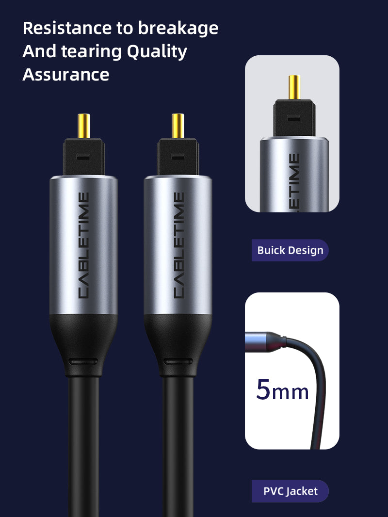 CABLETIME Toslink optical cable length options 1m 2m 3m and 5m