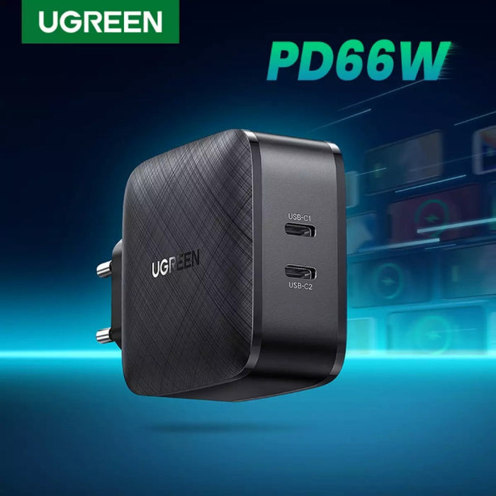 UGREEN 70867, 66W USB C Power Bank 2 Port PD Charger PPS Supports 20W- Black