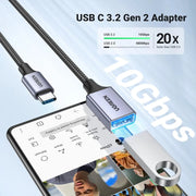UGREEN USB-C to USB-A 3.2 Adapter 10Gbps OTG Cable (US378 70889) – Nylon Braided, Aluminum Shell TeckPot