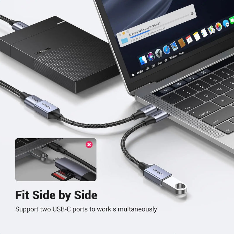 UGREEN USB-C to USB-A 3.2 Adapter 10Gbps OTG Cable (US378 70889) – Nylon Braided, Aluminum Shell TeckPot
