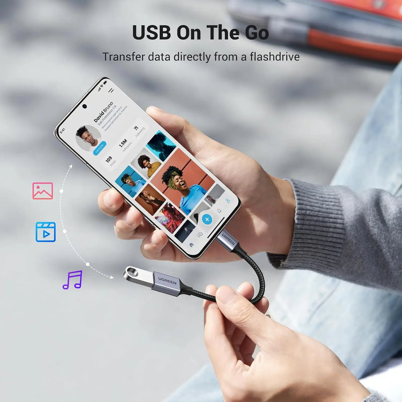 UGREEN USB-C to USB-A 3.2 Adapter 10Gbps OTG Cable (US378 70889) – Nylon Braided, Aluminum Shell TeckPot