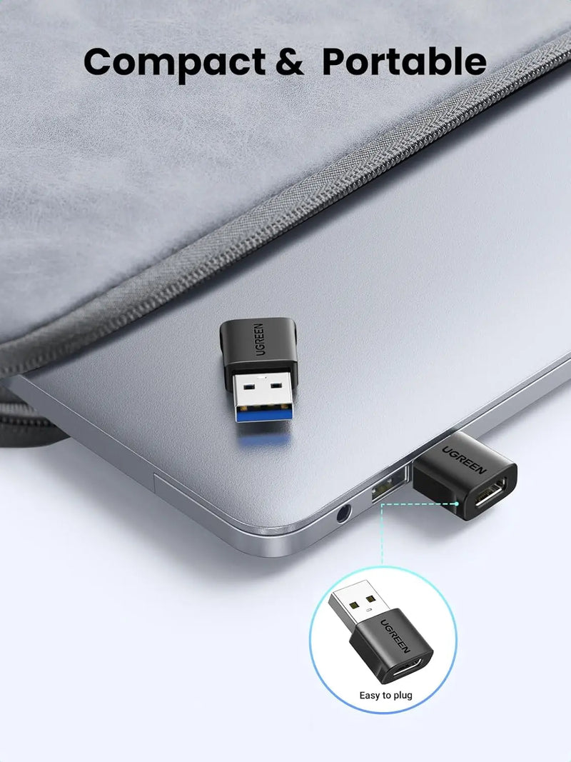 UGREEN 10Gbps USB to USB-C Adapter 3 Pack – Type-C Female to USB-A Male Fast Charge & Sync Converter (45299) TeckPot