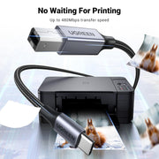 UGREEN US370 80805 1m braided USB-C to USB-B printer cable no waiting for printing