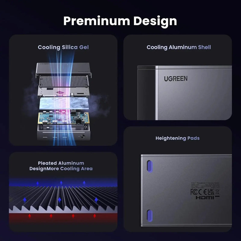 UGREEN Revodok Max 208 Thunderbolt 4 Dock 8-in-1 40Gbps 3x TB4 Dual 4K 60Hz 8K 85W Charging Ethernet 3x USB A MacBook (25053) Ugreen