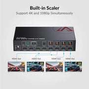 AV Access 4KMX44-H2, 4×4 4K HDMI Matrix Switch with Downscaler, Audio Extraction, IR Remote Control AV Access