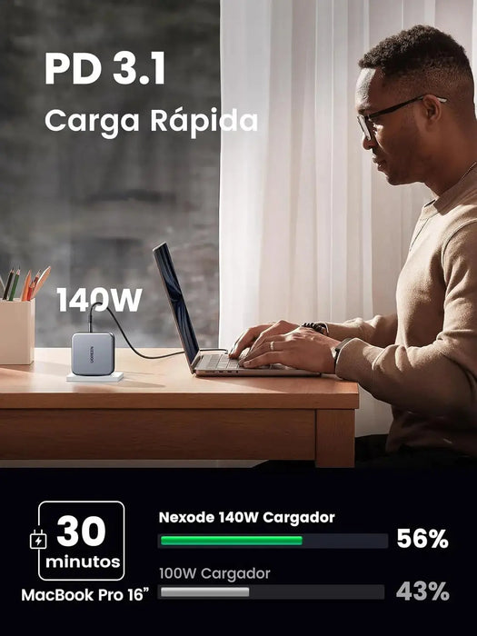 UGREEN 140W Nexode 3-Port USB C GaN II Charger PD 3.1 Power Supply MacBook Pro 16" Dell XPS iPhone 14 Galaxy S22 (90549) Ugreen