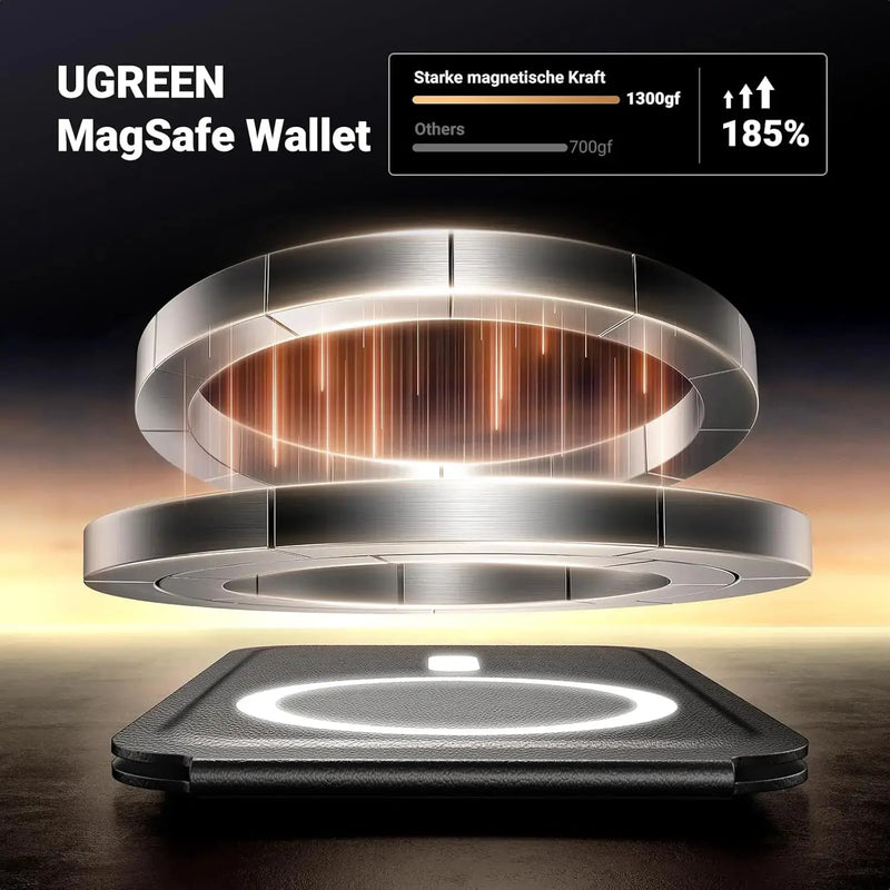 UGREEN Magnetic Phone Card Holder Leather Wallet Stand iPhone 15 14 13 12 Series Minimalist Not Mini Compatible Black (45165) Ugreen