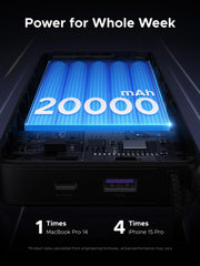 UGREEN Nexode 55996B 20000mAh 67W power bank with built-in USB-C cable 20000mAh power for a whole week