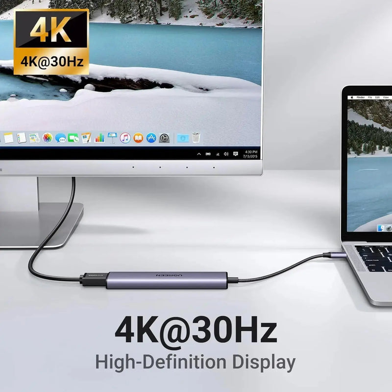 UGREEN Revodok USB C Hub HDMI 4K PD 100W 5-in-1 USB C to USB 3.0 Adapter iPhone 15 MacBook Pro Air XPS Surface iPad (15495) Ugreen