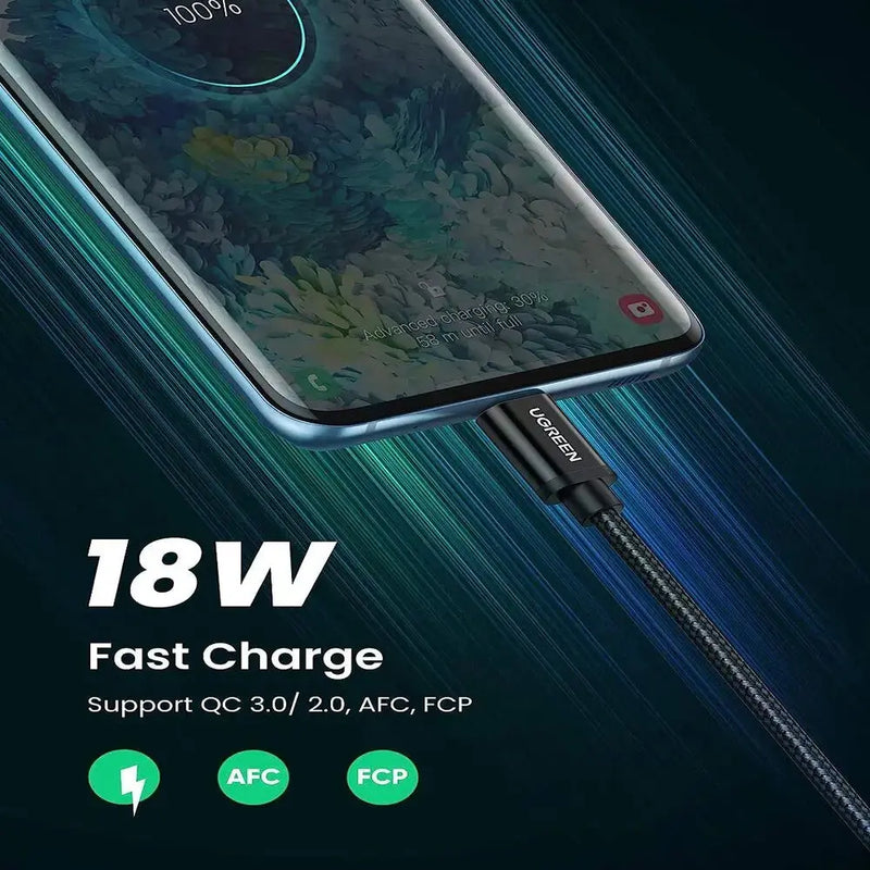 UGREEN USB-A to USB-C Cable 3M Braided Samsung Galaxy S9 S8 S10 Note 9 Nintendo Switch GoPro Hero LG G8 Pack 2 (50878P) Ugreen