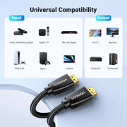 UGREEN 1M 4K@60Hz Braided HDMI 2.0 Cable Male to Male Round 18Gbps Ethernet UHD TV Monitor Xbox PS5 PS4 Blu-ray Gold 40408 Ugreen