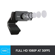 Zinq Full HD 1080P 2.1 Megapixel 30 FPS USB Webcam With Built-In Mic-Black(Open Box/Renewed) ZINQ Technologies