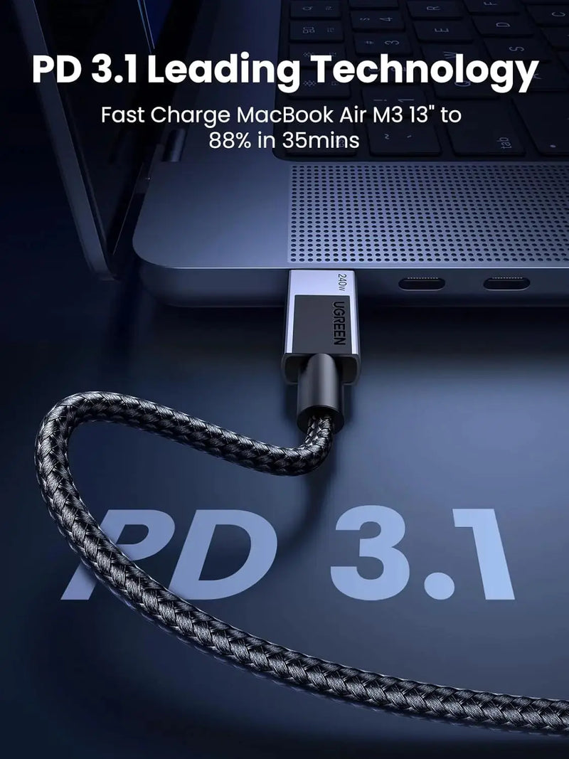 UGREEN USB C Cable 2M 240W Fast Charging Power Delivery 480Mbps iPhone 16 Pro MacBook iPad Dell XPS Galaxy S24 Switch (45068) Ugreen