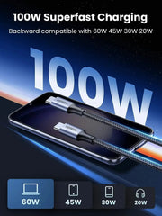 UGREEN USB-C to USB-C Cable 1M 100W PD Aluminum Case MacBook Pro Huawei Matebook iPad Pro Chromebook Samsung Note (70427) Ugreen