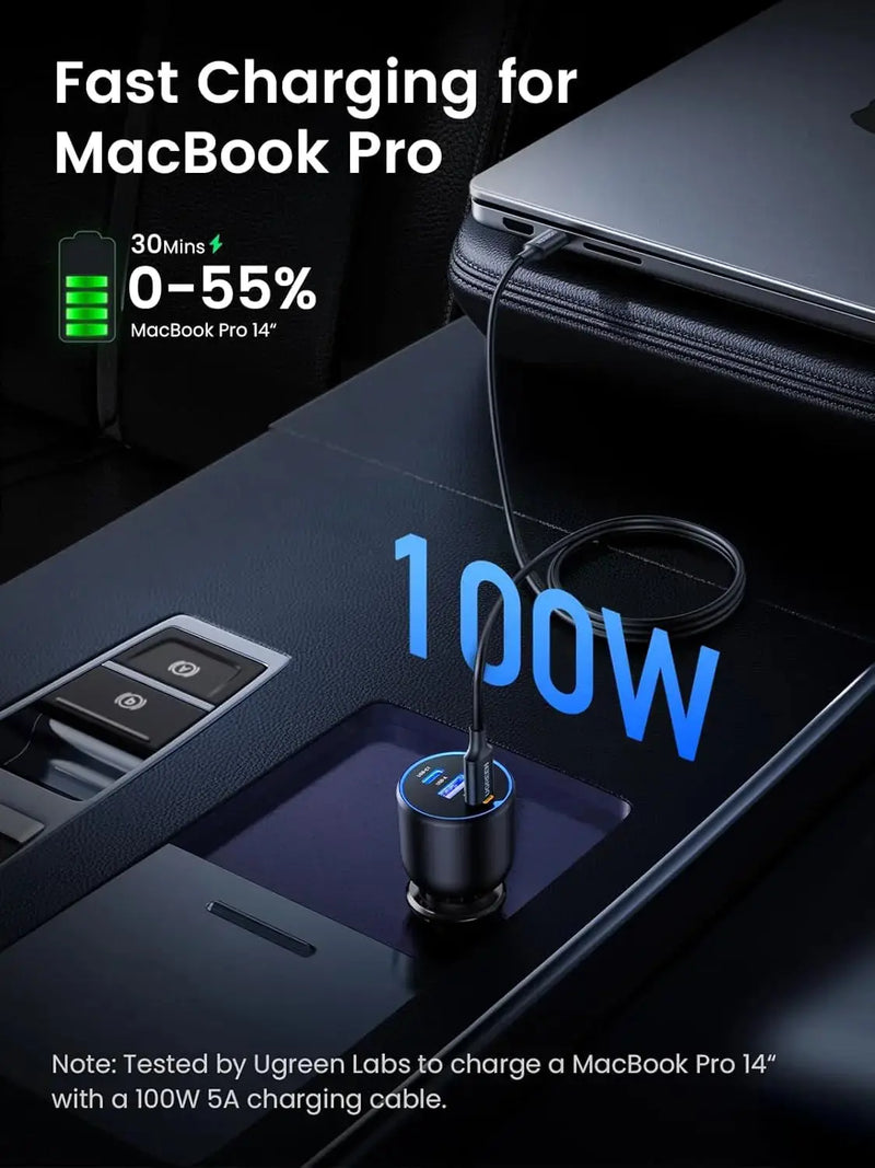 UGREEN 130W USB-C Car Charger PD 100W 30W Type-C Car Charging Adapter iPhone 15 Pro Max iPad MacBook Fast Charging 90413 Ugreen