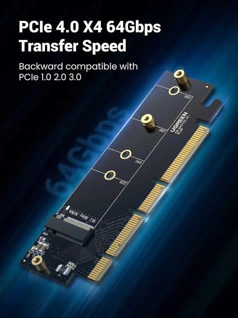UGREEN NVMe PCIe Adapter Gen4 x16 to M.2 Expansion Card NVMe SSD 2230 2242 2260 2280 64Gbps Desktop PC 30715 Ugreen