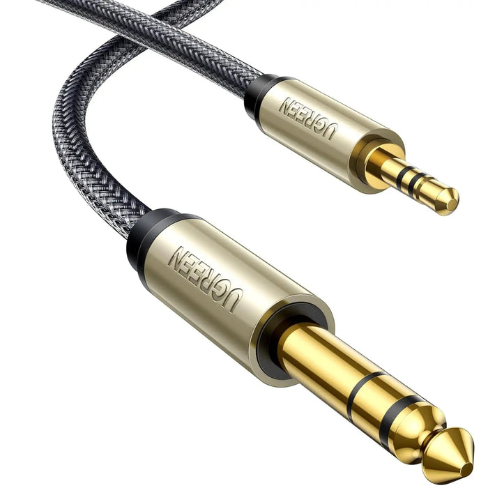 UGREEN 3.5mm to 6.35mm Audio Cable 1M Male TRS Instrument Cable 24K Gold Plated Professional Audio Equipment 10625