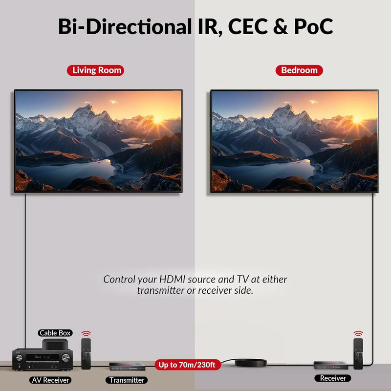Av Access 4KEX40-eARC 4K HDMI Extender with eARC & ARC, HDBaseT 3.0 Extender w/ 2-Way IR, CEC & PoC, Ideal for Home Theater AV Access