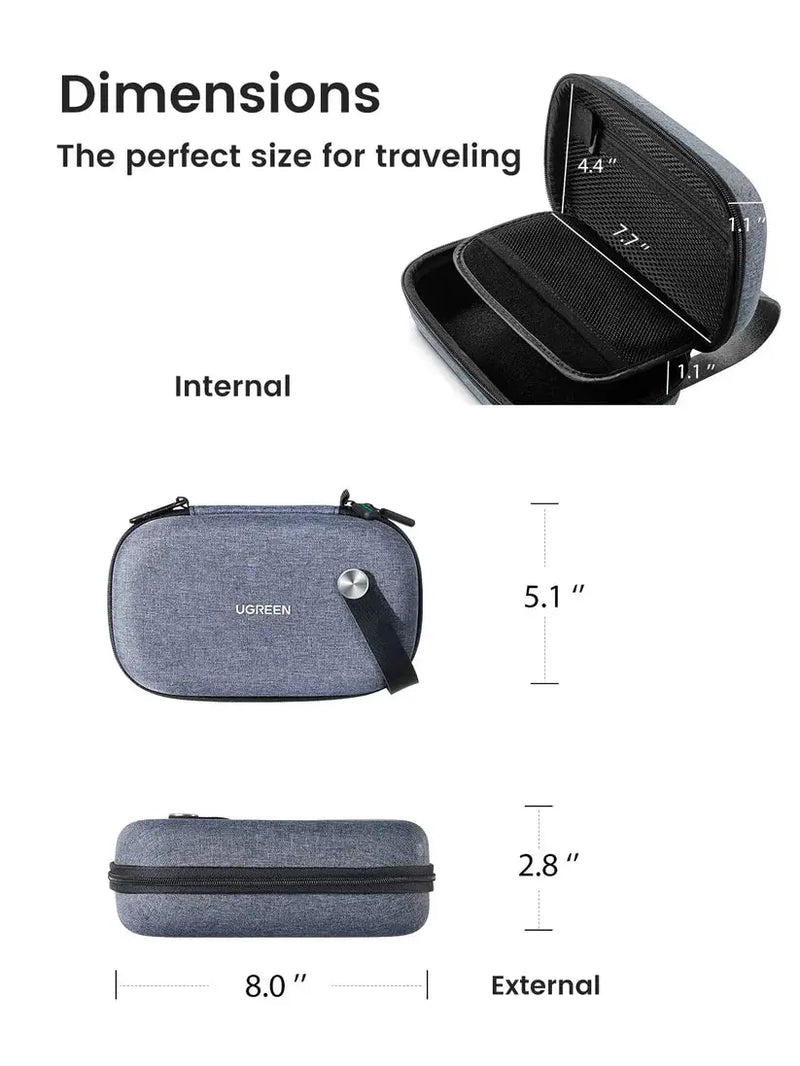 UGREEN Universal Electronic Accessories Travel Case | Cable Organizer, Portable Carrying Pouch (50903) TeckPot