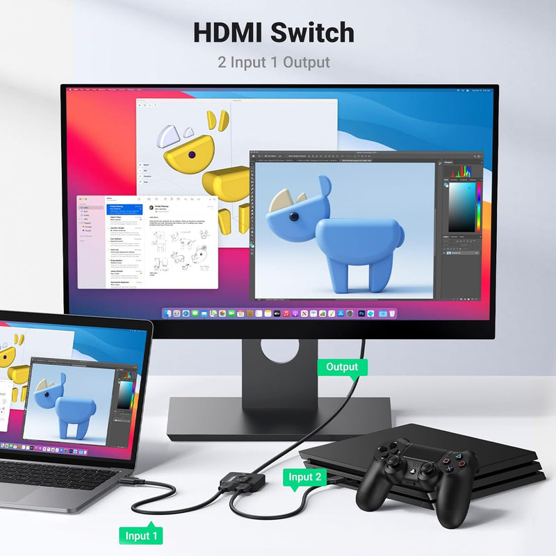 UGREEN 70607 bi-directional 4K60 HDMI 2-in-1-out switch as an HDMI switch