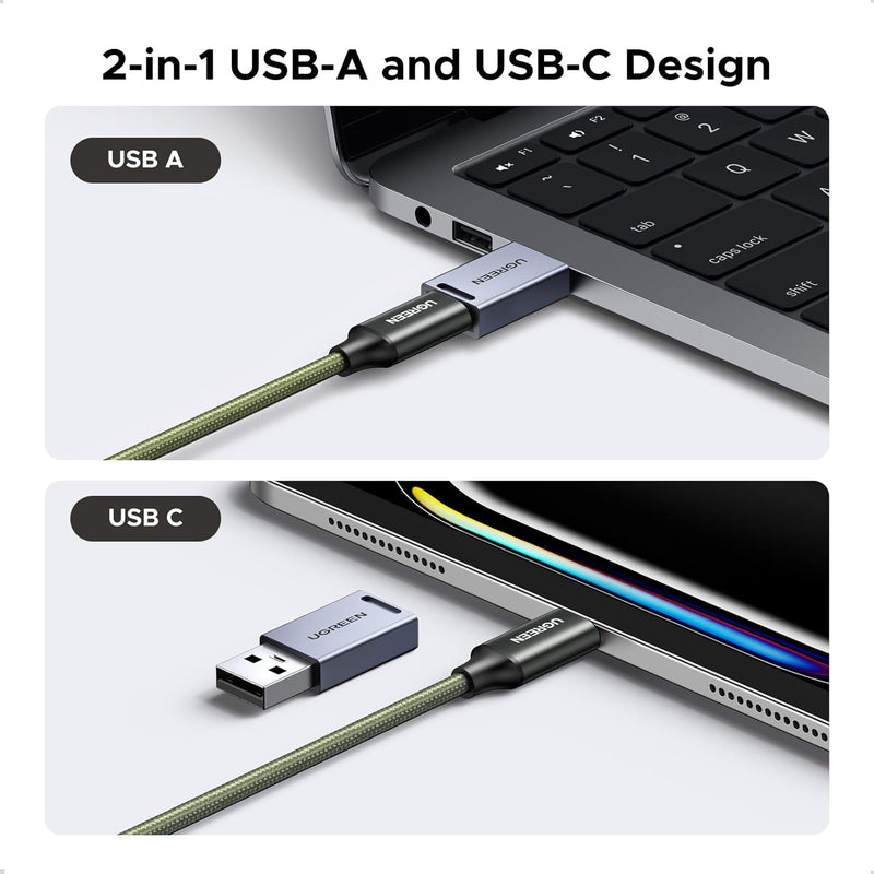 UGREEN 55899 USB-C/USB-A 3-slot card reader with 11-card case 2-in-1 USB-A and USB-C design
