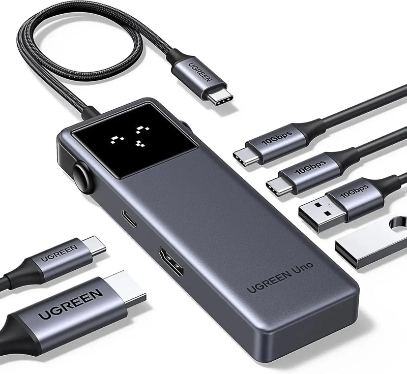 UGREEN Uno 6-in-1 USB-C Hub 10Gbps 2 USB-C 2 USB-A Data Port PD 4K 60Hz HDMI MacBook Pro Air iPad Surface XPS (35998) Ugreen