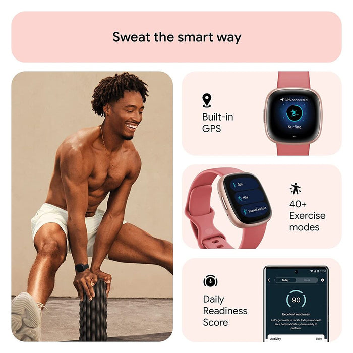 Fitbit Versa 4 Fitness Watch (Pink Sand / Copper Rose Aluminum) FB523RGRW-FRCJK