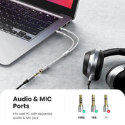 UGREEN 20CM Metal TRRS Female to Dual Male Audio PC Adapter Y Splitter 3.5mm Headphone Microphone Jack Converter Headset 10790 Ugreen
