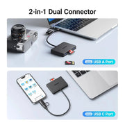 UGREEN 4-in-1 Memory Card Reader USB C USB 3.0 Dual Connector OTG Adapter 170MB/s SD Micro SD iPhone 16 MacBook iPad (45167) Ugreen