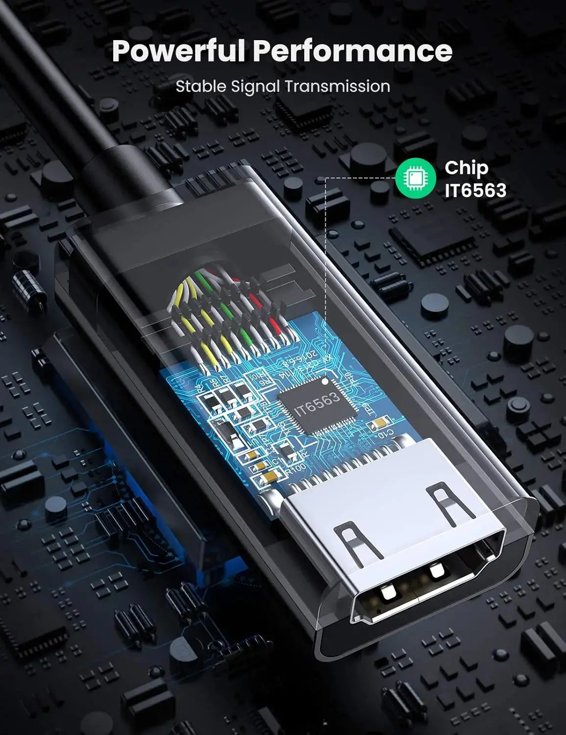 UGREEN DisplayPort to HDMI converter internal conversion chipset for stable signal transmission