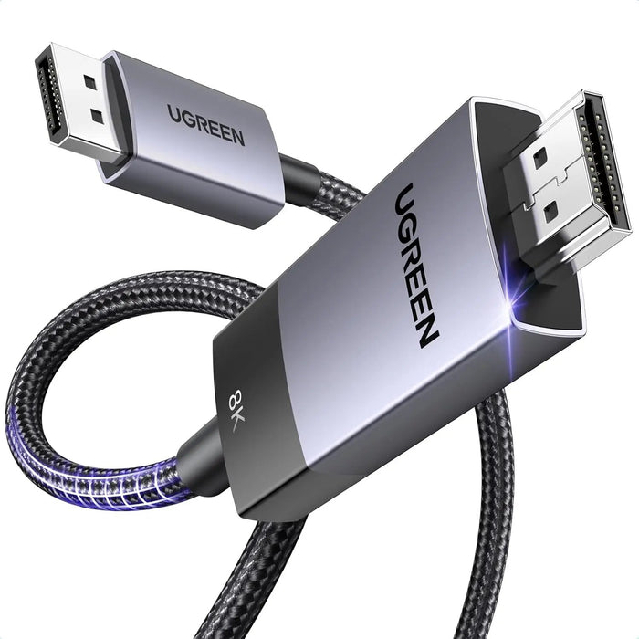 UGREEN DisplayPort 1.4 to HDMI 2.1 Cable 2M 6.6ft 8K 60Hz 4K 120Hz HDR Dolby HDCP2.3 32.4Gbps Monitor Dell HP (80397) Ugreen