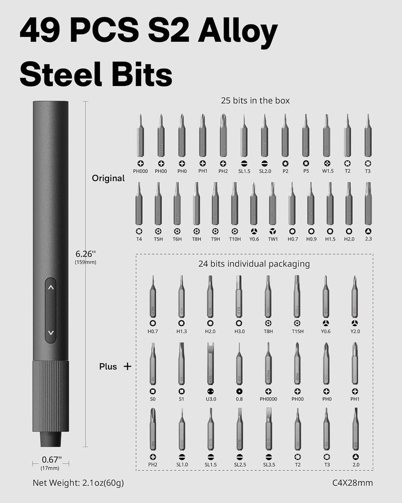 HOTO Precision Screwdriver ADV Set | 48-in-1 Magnetic Bits, Aluminum Alloy Body, Rotating Cap | Professional Repair Tool Kit for Mobile, Laptop, Watches & Electronics - Hoto India