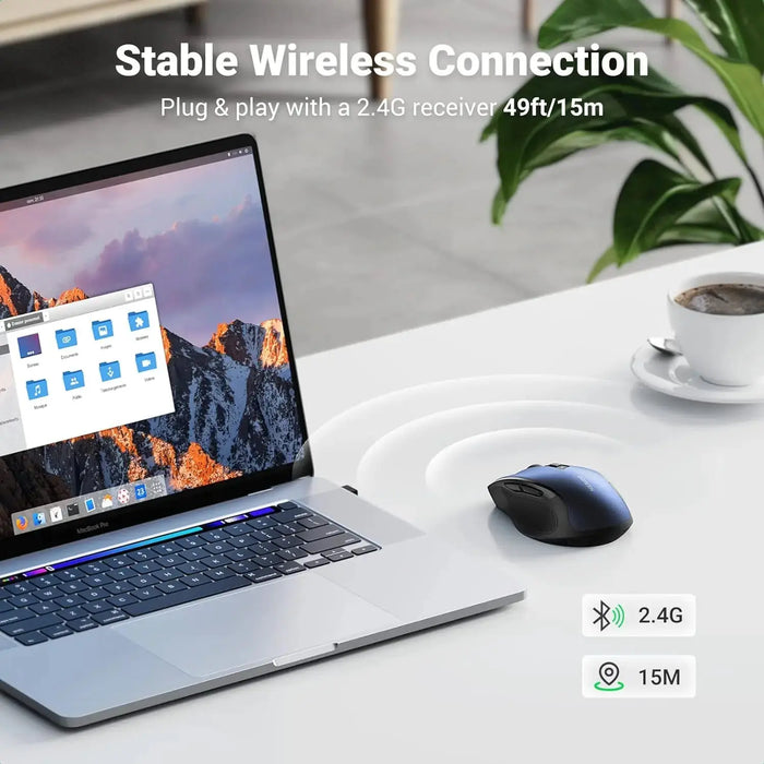 UGREEN Ergonomic Wireless Mouse 2.4G Portable Optical 4000 DPI 5 Adjustable Levels USB Receiver Laptop PC Windows Mac 15064 Ugreen