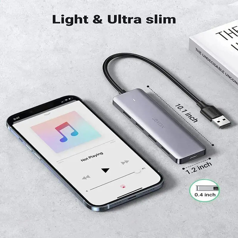 UGREEN 4-Port USB 3.0 Hub 5V Micro USB Power MacBook Mac Pro Mini iMac Surface XPS IdeaPad MateBook USB Flash Drive (50985) Ugreen
