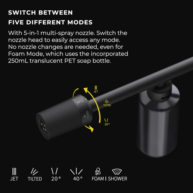 HOTO 20V Cordless Power Washer Pro, Portable Power Cleaner, USB-C Rechargeable, 5-in-1 Nozzle, 2.5Ah Battery, 290 Psi for Washing Car/Fence/Floor Cleaning/Watering (HTT0023GL / QWXCJ002)