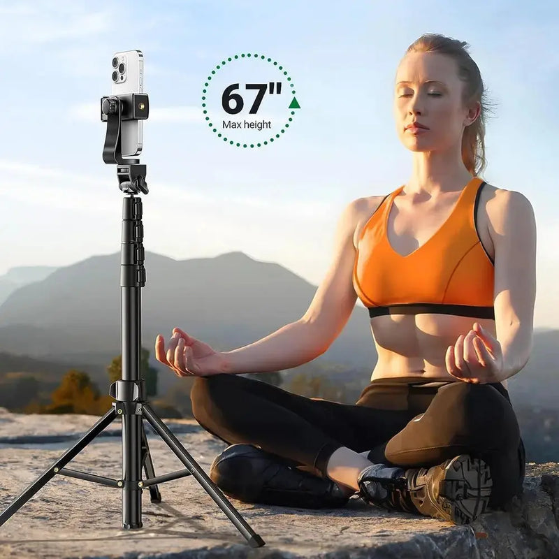 UGREEN 67" Cell Phone Selfie Stick Tripod Bluetooth Remote Travel Lightweight Stand Live Streaming Video Smartphone (15609) Ugreen