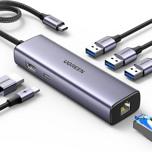 UGREEN 6-in-1 USB-C Multiport Docking Station 1000Mbps Ethernet 4K HDMI 100W PD 3x USB-A 3.0 MacBook iPad Pro Surface Laptop 15598 Ugreen