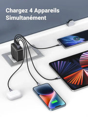 UGREEN 65W 4-Port 3C1A GaN Charger MacBook Pro Air iPad iPhone 12 Pro 11 Galaxy S20 S10 Pixel Nintendo Switch PC (70774) Ugreen