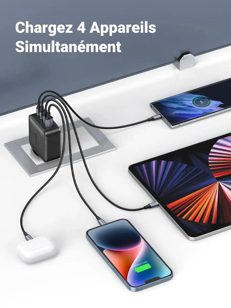 UGREEN 65W 4-Port 3C1A GaN Charger MacBook Pro Air iPad iPhone 12 Pro 11 Galaxy S20 S10 Pixel Nintendo Switch PC (70774) Ugreen