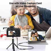 UGREEN 10553 25cm micro HDMI to HDMI 2.0 adapter, 4K60, used with a video capture card for live streaming