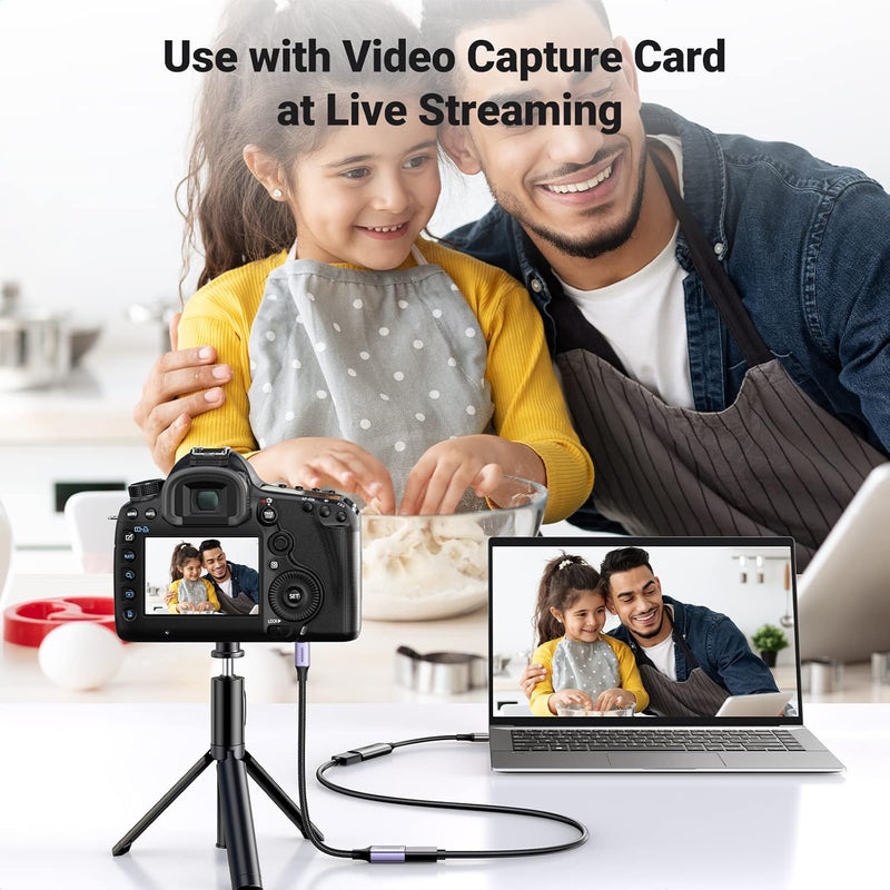 UGREEN 10553 25cm micro HDMI to HDMI 2.0 adapter, 4K60, used with a video capture card for live streaming
