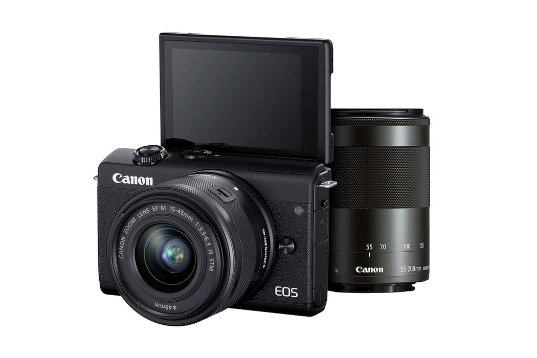 Canon EOS M200 Mirrorless Camera, EF-M15-45mm f/3.5-6.3 is STM and EF-M55-200mm f/4.5-6.3 is STM Lens, 24.1 MP, 16GB Memory Card