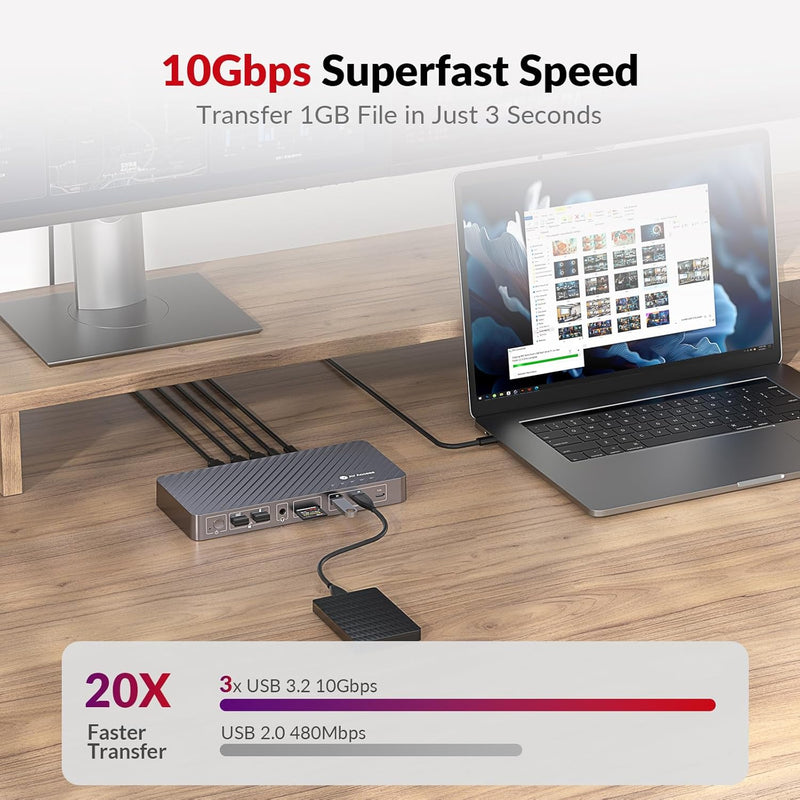 AV Access KD-S03 12-in-1 USB-C Docking Station – Triple Monitor Dock with 4K Display, 10Gbps Data, 100W Charging & Ethernet