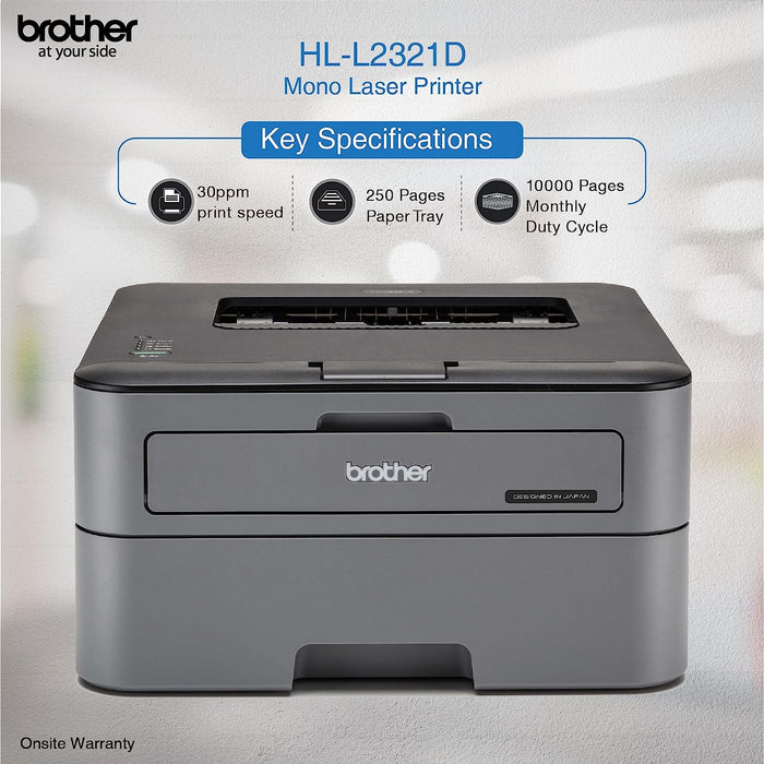 Brother HL-L2321D Single-Function Monochrome Laser Printer With Auto Duplex Printing-Black