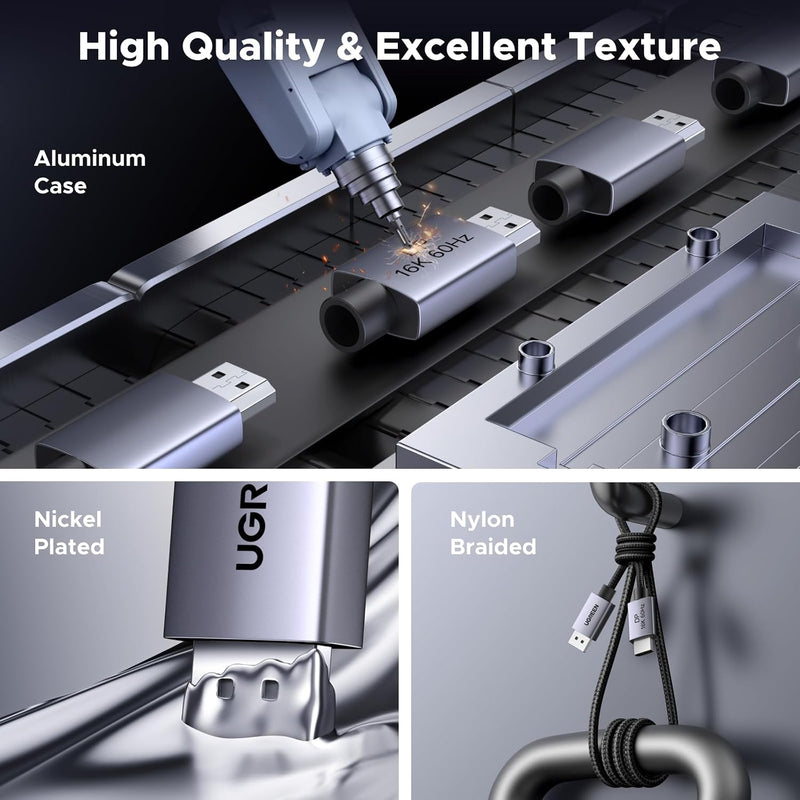 UGREEN 55568 2m DisplayPort 2.1 cable, 16K60 80Gbps, high quality and excellent texture