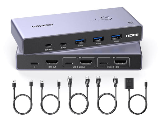 UGREEN CM692 25961 HDMI 2.1 KVM switch for two PCs, 8K60, with cables