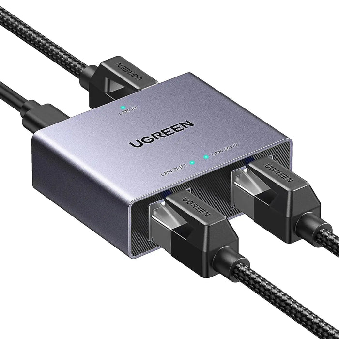 UGREEN 1 in 2 Out Ethernet Splitter 1000Mbps Aluminum Gigabit Network LAN Adapter USB C Charging Cat8 Cat7 Cat6 RJ45 (45311) Ugreen