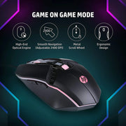 HP M270 Backlit USB Wired Gaming Mouse With 6 Buttons 2400Dpi Breathing LED Lighting 3Y Warranty-Black (Open Box) HP